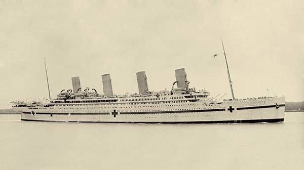 HMHS Britannic in her hospital ship livery.