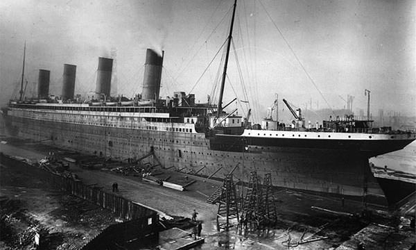 Titanic under construction.