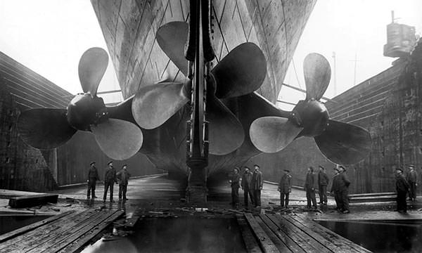 A view giving a sense of the size of the Titanic.